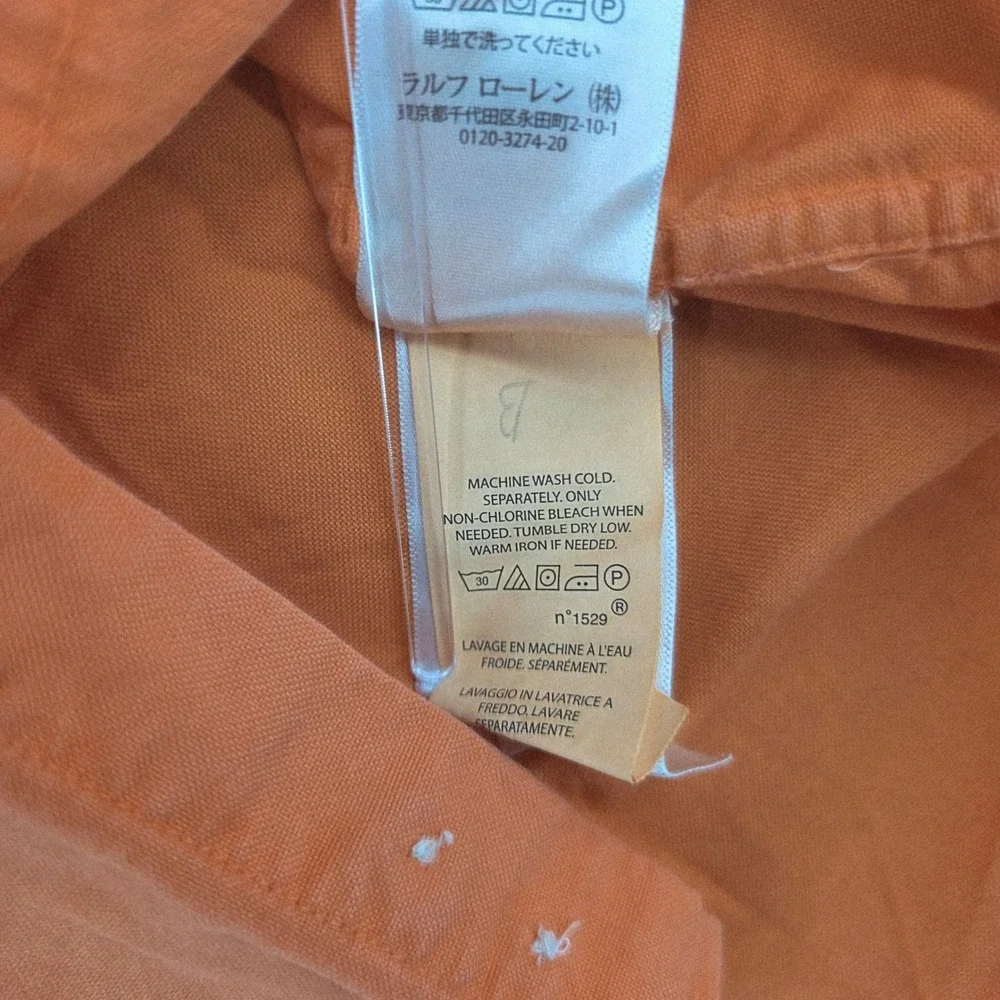 Ralph Lauren Boys XL 18-20 Orange Cotton Button Down Long Sleeve Shirt Pony Logo